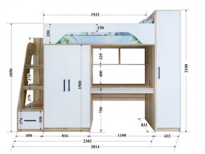 Кровать чердак Тея с пеналом ясень-белый в Нязепетровске - nyazepetrovsk.mebel74.com | фото 2