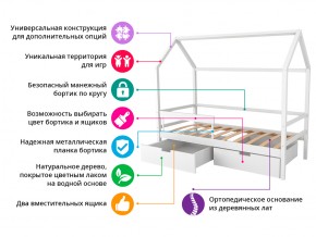 Кровать-домик Svogen с фото с ящиками и бортиком бежевый/зверята в Нязепетровске - nyazepetrovsk.mebel74.com | фото 2