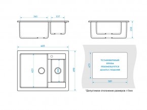 Мойка прямоугольная Санди Z19Q10 светло-серый в Нязепетровске - nyazepetrovsk.mebel74.com | фото 2